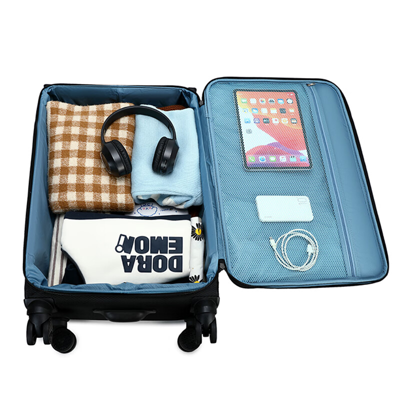 Travel Master 2025 New Ultra-Light Suitcase Women's Oxford Cloth Large Capacity Trolley Case Men's Business Travel Bag Password Boarding Case Black Zipper 30 Inch with Thickened Layer