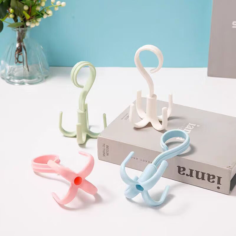 Jingdong Logistics Bathroom four-claw hook, rotatable four-claw hook, multi-functional bag, coat and hat hook, shoe rack, punch-free storage artifact, one hook, multi-purpose, rotatable four-claw hook*2 pcs