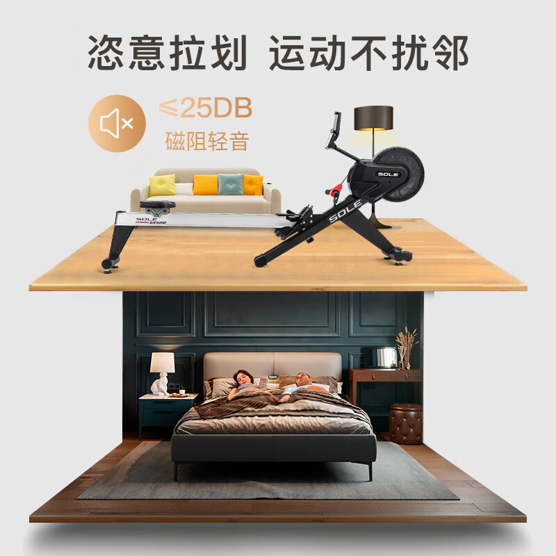 SOLE American brand imported wind-magnetic dual-resistance smart home rowing machine fitness equipment SR500