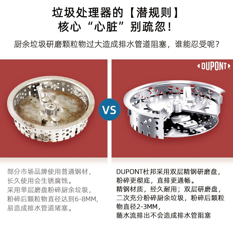 DuPont variable frequency food waste disposer kitchen household sink food grinder processor red