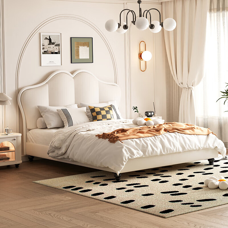 Wufan Guangdong Foshan Leather Bed French Retro Butterfly Bed Cream Style Double Bed 1.8m