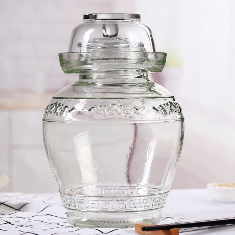 Lead-free glass pickle jar household thickened sealed container sealed jar pickling bottle jar sealed jar pickled container thickened 5 catties (with inner cover) transportation damage guaranteed