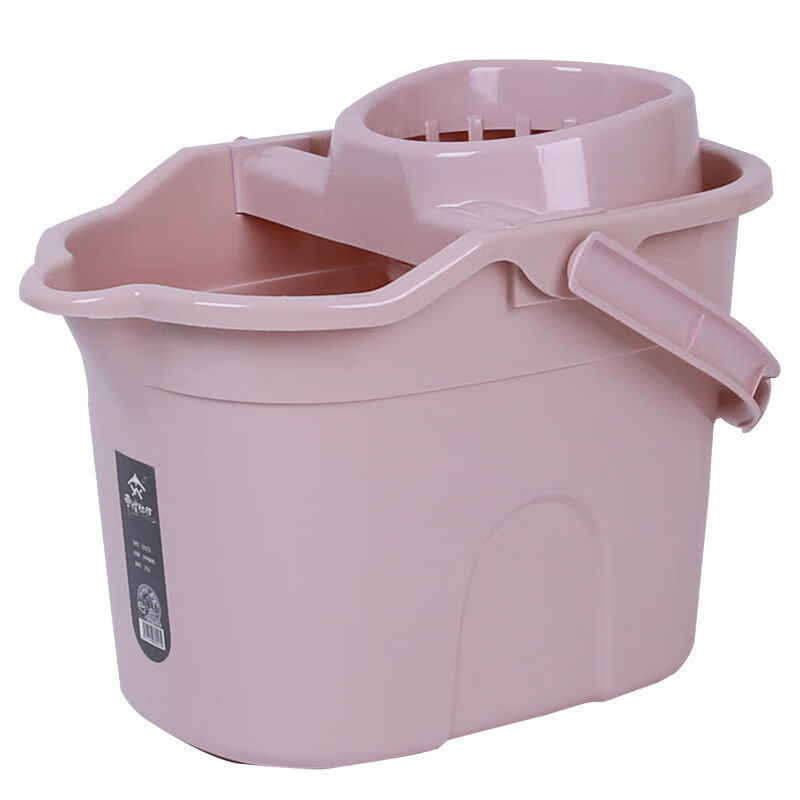 Floor scrubbing bucket, enlarged and thickened, mop bucket, squeeze bucket with pulley, plastic mop bucket, rectangular mop dehydration bucket, upgraded model - transparent yellow dehydration bucket