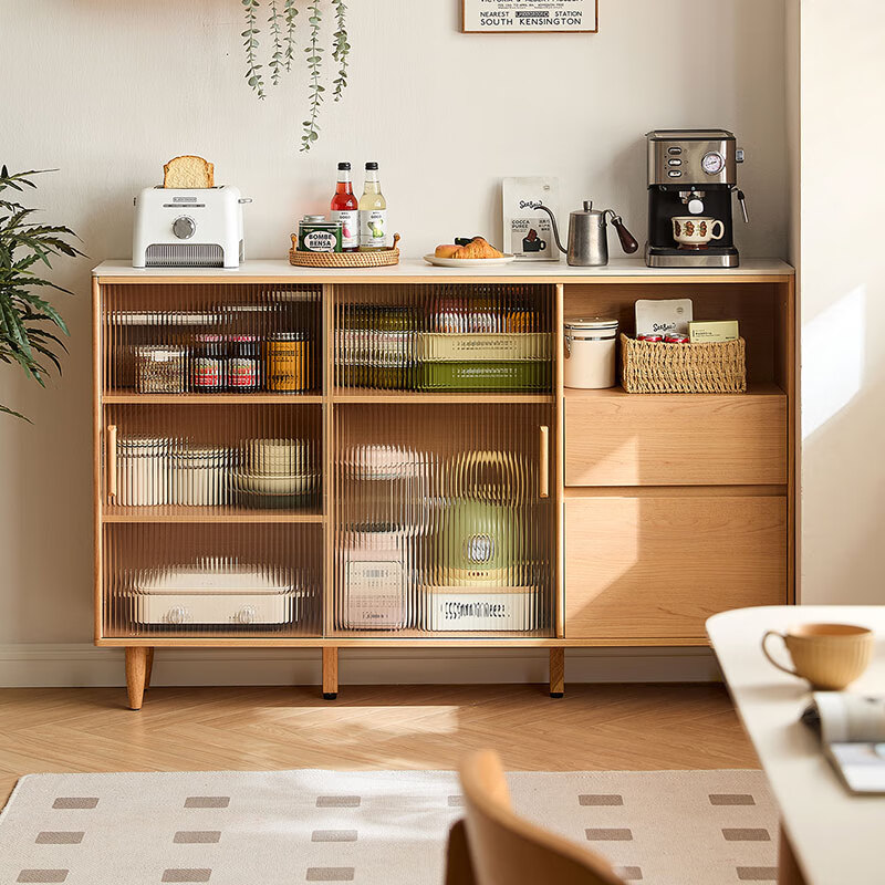 Lin's home sideboard narrow side wall integrated storage cabinet living room tea cabinet ultra-narrow cabinet Lin's Wood Industry UB3T