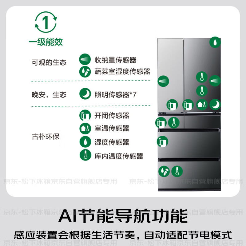 Panasonic (Panasonic) original imported 508L French multi-door mirror refrigerator household embedded air-cooled frost-free automatic ice making first-class energy efficiency NR-F521HX-X5 national subsidy