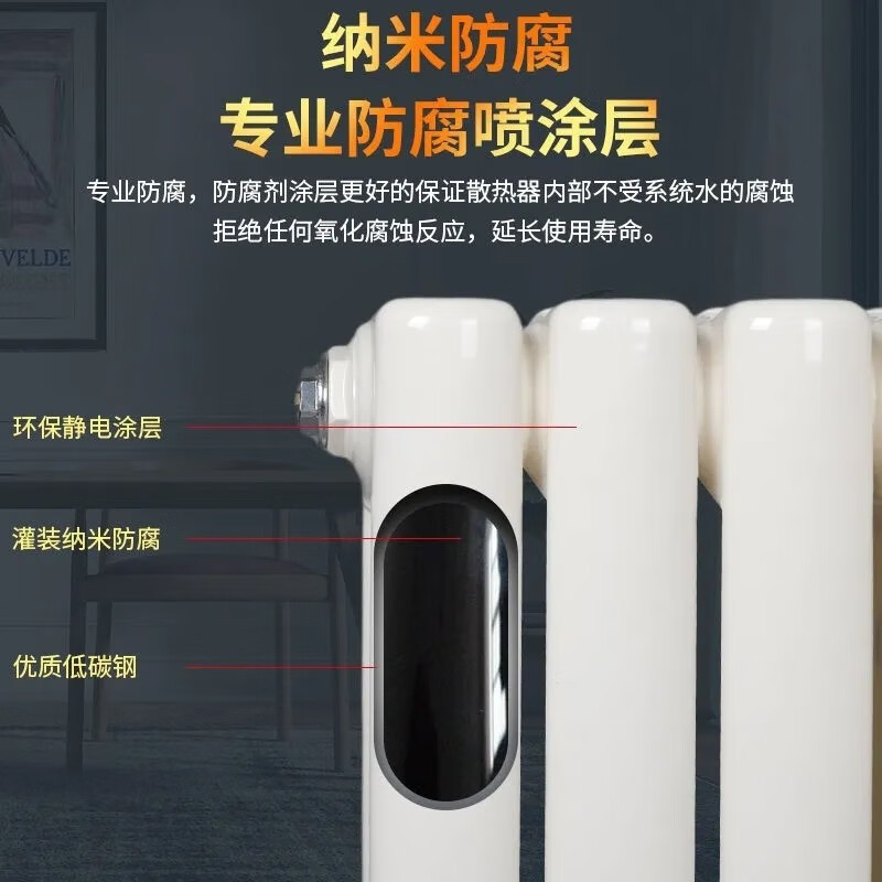 Yueming radiator water heating steel radiator large water channel steel two-column central heating surface-mounted radiator for engineering 5025 in 600 6 columns (width 36 cm)