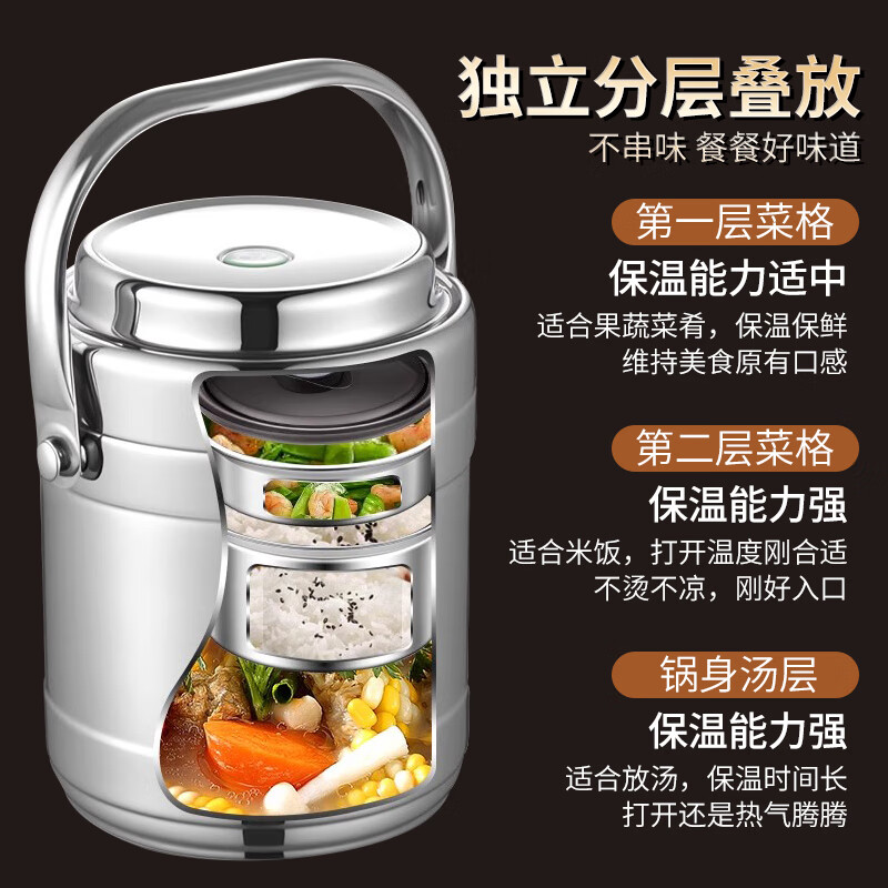 JOYCHARM German 316 stainless steel insulated lunch box with rice insulated bucket 24 hours super thermal insulation large capacity portable soup kettle Lion 2.0L 316 steel with insulated bag + tableware