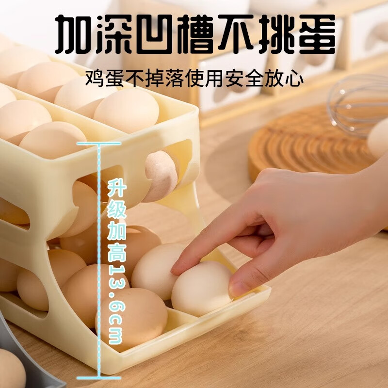 Xincong rolling egg storage box kitchen multi-layer oblique automatic egg rolling device refrigerator side door egg tray special crisper box transparent color 1 pack can hold about 60 eggs