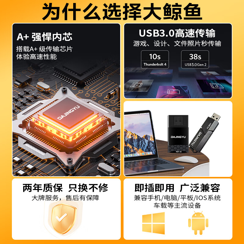 DAJINGYU cfexpress card reader high-speed USB3.1 camera SD card & cfe card multi-function two-in-one card reader dedicated to SD+TF card 4.0 high-speed dual card slot card reader