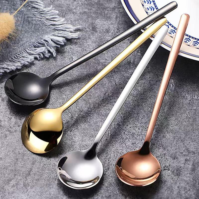 Fat Donglai's same coffee spoon stirring spoon 304 stainless steel small spoon golden small round spoon bird's nest spoon honey 410 15 cm small round spoon true color