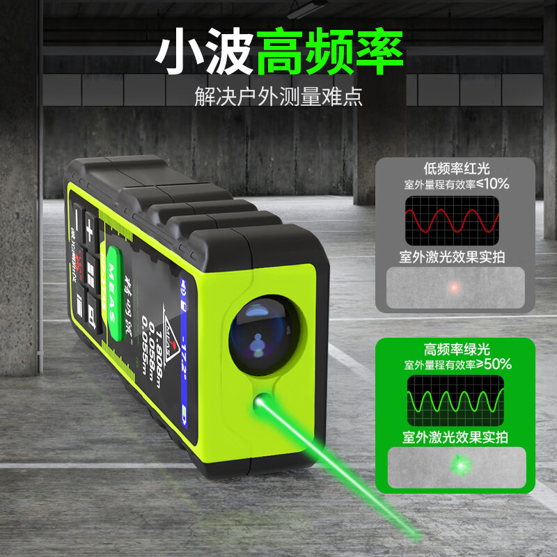 Smart Mouse Laser Distance Meter Outdoor Green Light Handheld Infrared Measuring Ruler Electronic Ruler Bluetooth CAD Drawing Room Measurement Instrument Color Screen 120 Meters + Permanent Version CAD Drawing Software