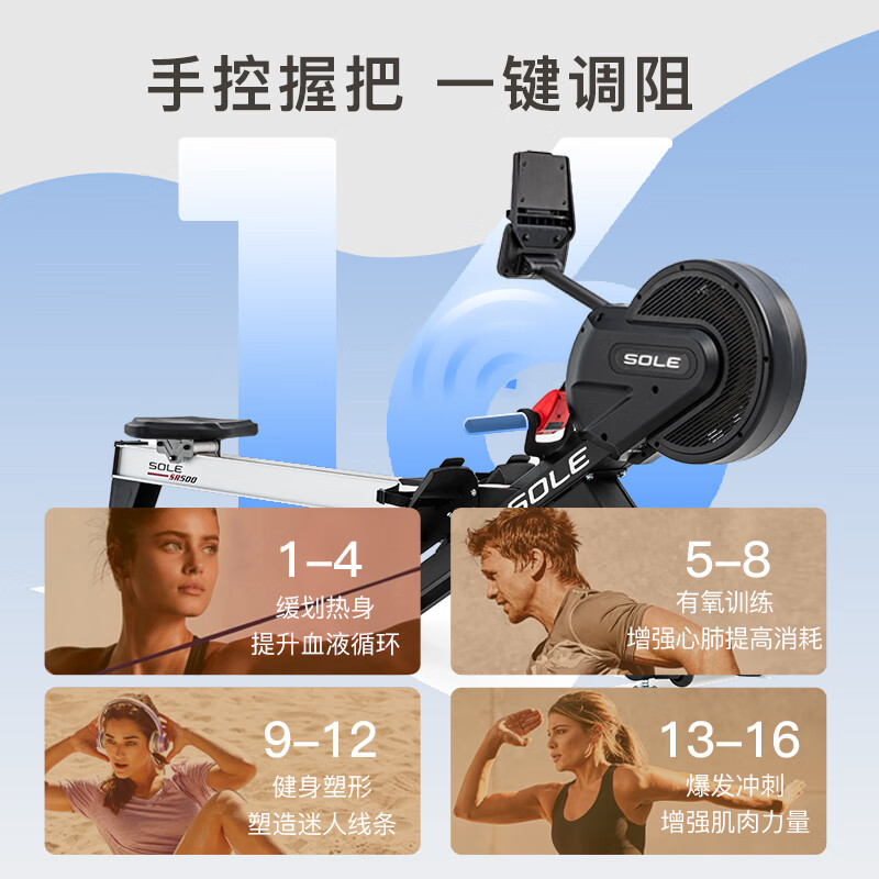 SOLE American brand imported wind-magnetic dual-resistance smart home rowing machine fitness equipment SR500