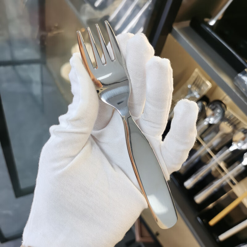 Fat Donglai's same style Zhanming 316 stainless steel eating spoon and fork for home use cute long-handled spoon for baby to drink soup and dessert 316 long-handled fork (no pattern)