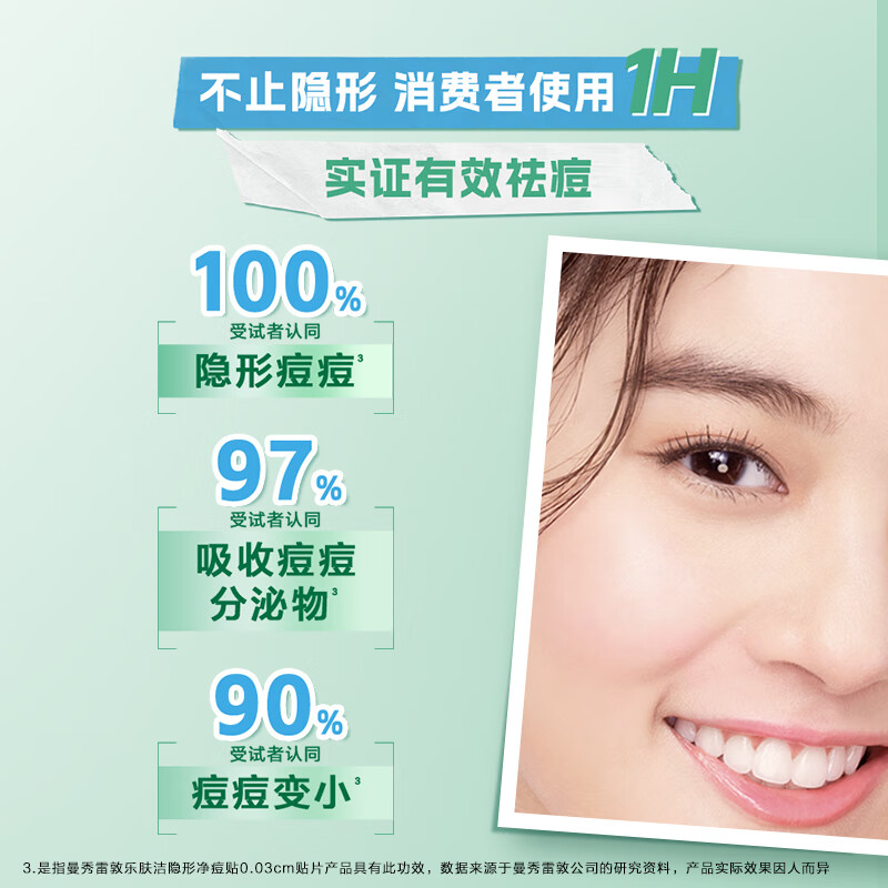 Mentholatum Lefujie Invisible Acne Patch Concealer, Anti-acne, Acne Removal, Day and Night Dual Effect 52 tablets, Pus Suction Invisible Dating Artifact for Girls