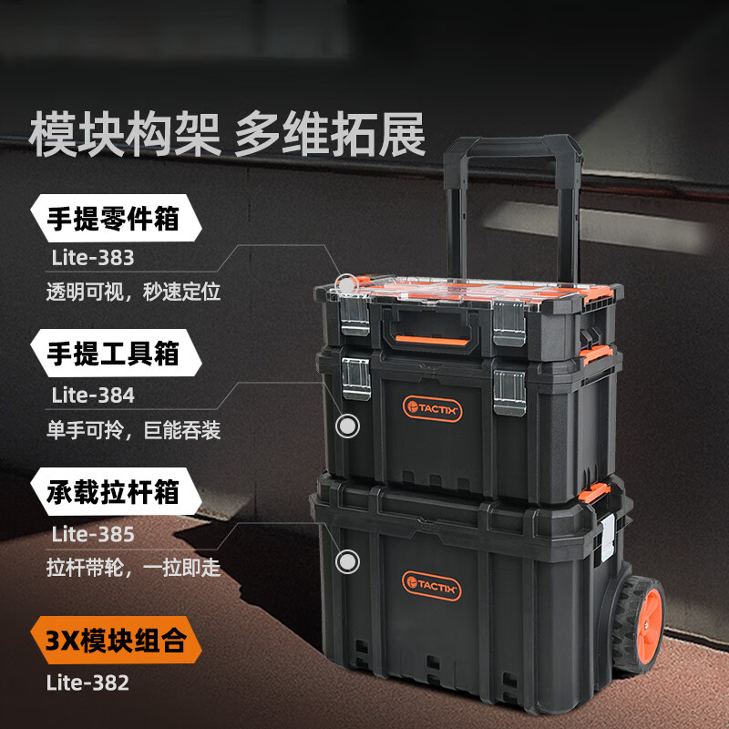 Tactix portable tool box 20-inch double-layer household multi-functional hardware electrician storage vehicle storage industrial grade 320384