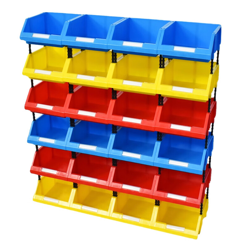 Oblique parts box plastic box shelf combined hardware storage box screw tool box industrial material accessories box W5 outer 390*242*152 (blue)