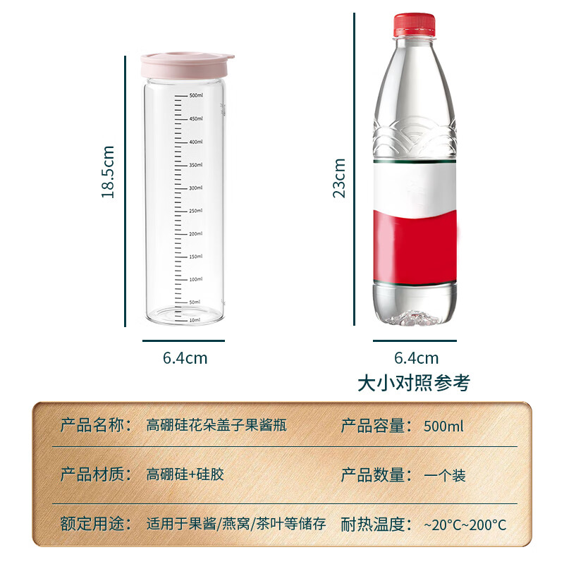 Baijie sealed jar bird's nest Chinese medicine sub-bottle can be steamed high borosilicate glass bottle bird's nest cup jam storage jar 500ml