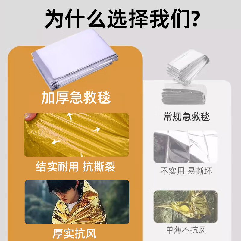 VMP outdoor emergency insulation blanket double-sided silver thickened anti-cold and anti-hyperthermia outdoor multi-functional emergency blanket camping survival equipment