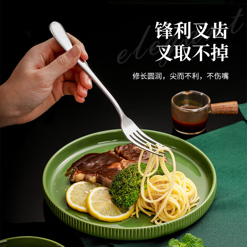 Guan Xiangniao German high-end 304 stainless steel Western-style tableware set household steak knife and fork full set of three-piece knife, fork and spoon set 18-piece set - gold knife, fork and spoon 6 pieces each gold box