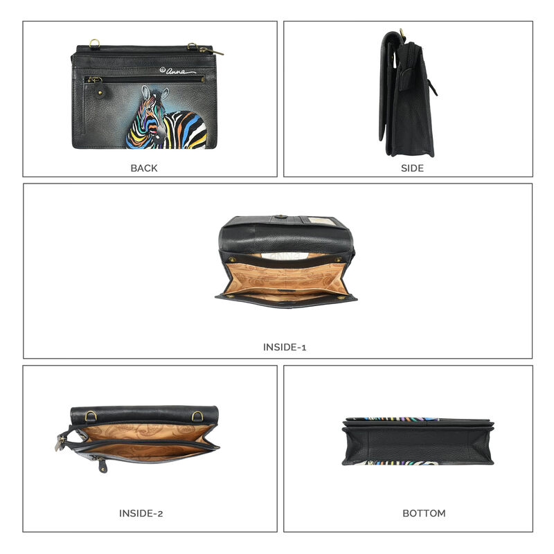 Anna by Anuschka Women's Original Leather Hand-Painted Storage Wallet, Midnight Zebra Midnight Zebra One Size