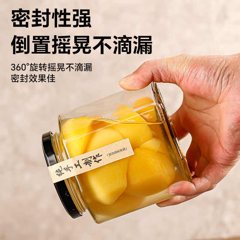 Vantablack hexagonal glass bottle glass sealed jar with lid food grade chili sauce honey sealed bottle can empty bottle 3 500ml foam box packaging sticker heat shrink