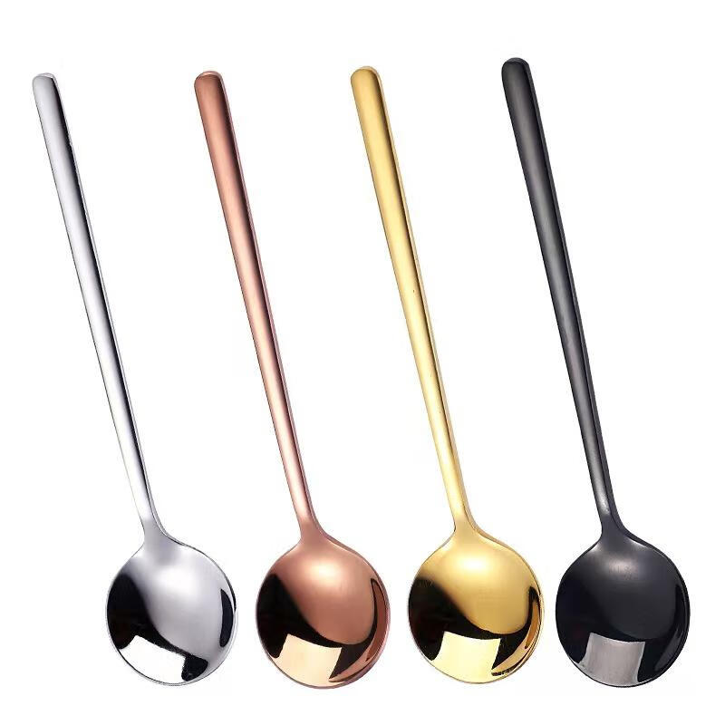 Fat Donglai's same coffee spoon stirring spoon 304 stainless steel small spoon golden small round spoon bird's nest spoon honey 410 15 cm small round spoon true color