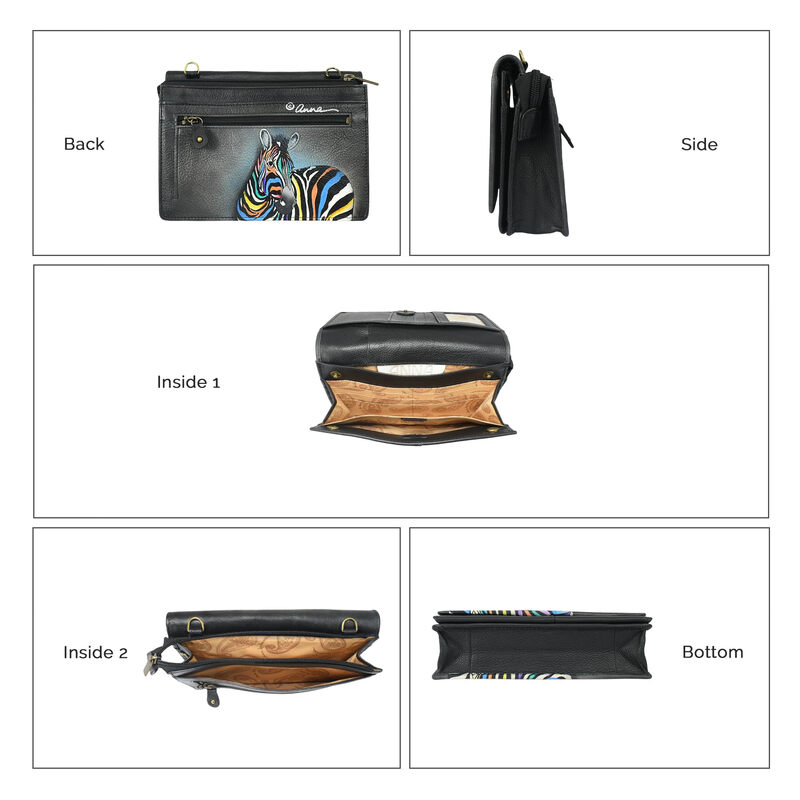 Anna by Anuschka Women's Original Leather Hand-Painted Storage Wallet, Midnight Zebra Midnight Zebra One Size