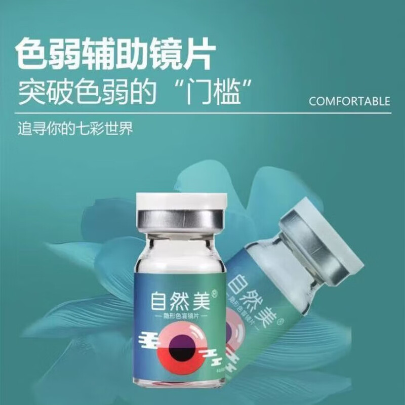Natural and beautiful contact lenses for weak red and green blindness, special lenses for correction of picture reading, colorless and transparent, red and green combination pair, care solution + glasses case
