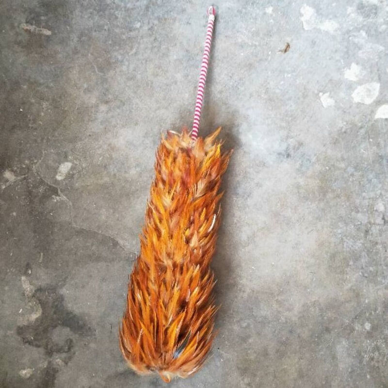 Feather duster removes dust without shedding hair, real household car dust sweeper telescopic cleaning Zenzi old-fashioned chicken feather sweep medium brown