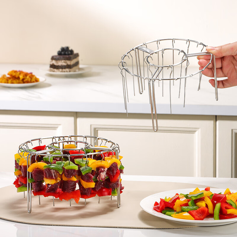 CM live304 stainless steel air fryer vertical barbecue rack hanging grill skewers 24-pin oven meat skewers rack 304 grill + 24 pins