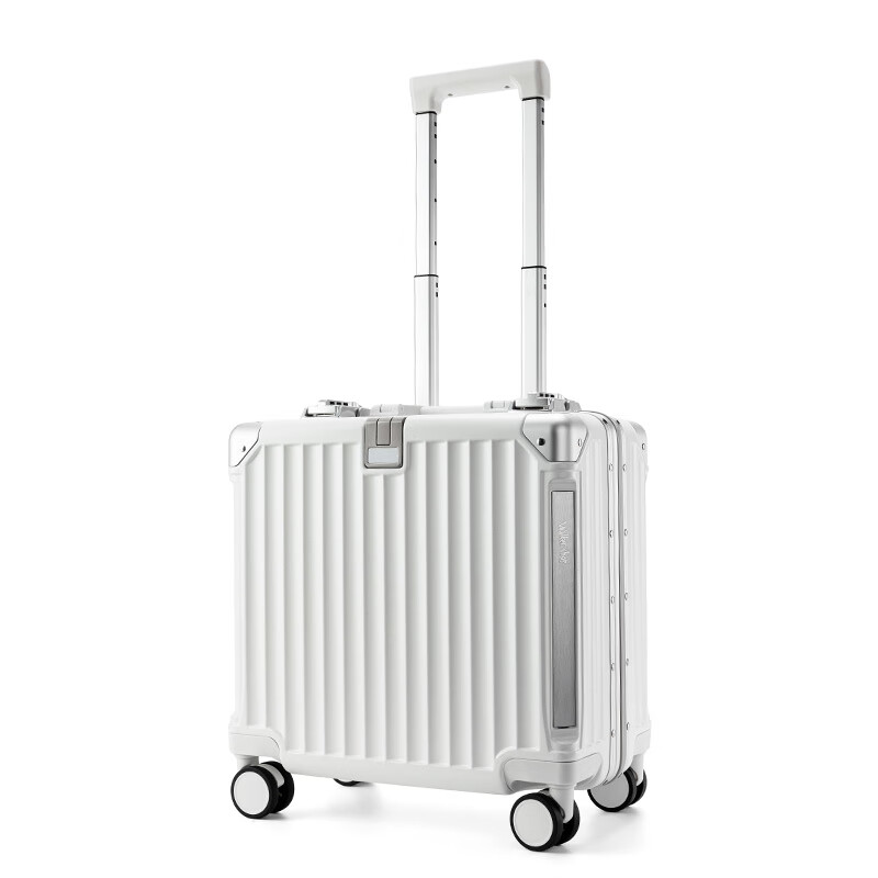 Walker Shop Light Luxury Brand Luggage Men's and Women's Aluminum Frame Carry-on Case Small Trolley Case Short-distance Business Travel Password Box White 16 Inches