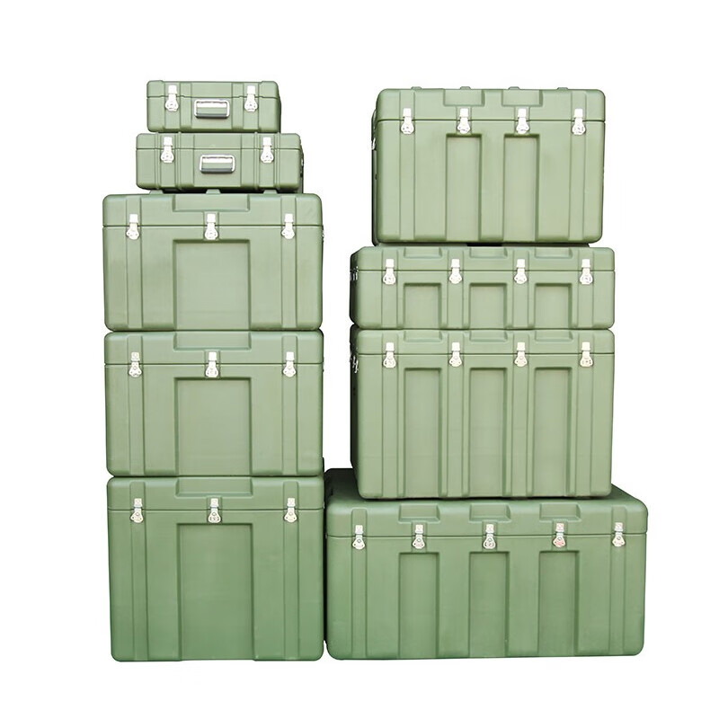Funwudou customized rotational molding box camping army green multi-functional turnover box rotational molding box storage box equipment equipment box sealed transfer medium rotational molding box 800*600*700 mm