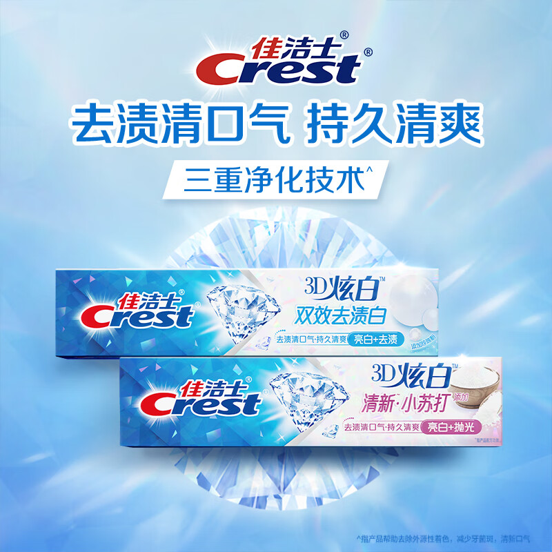 Crest 3D dazzling white jasmine tea refreshing toothpaste anti-moth containing fluoride fresh breath 170g Jingdong self-operated new and old packaging mixed hair