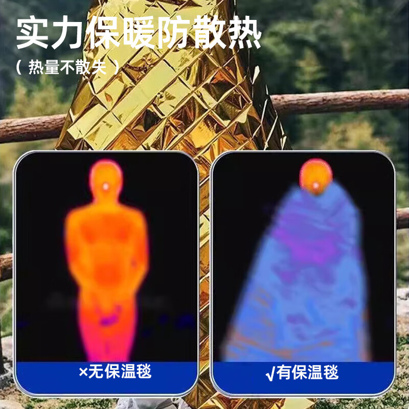 VMP outdoor emergency insulation blanket double-sided silver thickened anti-cold and anti-hyperthermia outdoor multi-functional emergency blanket camping survival equipment