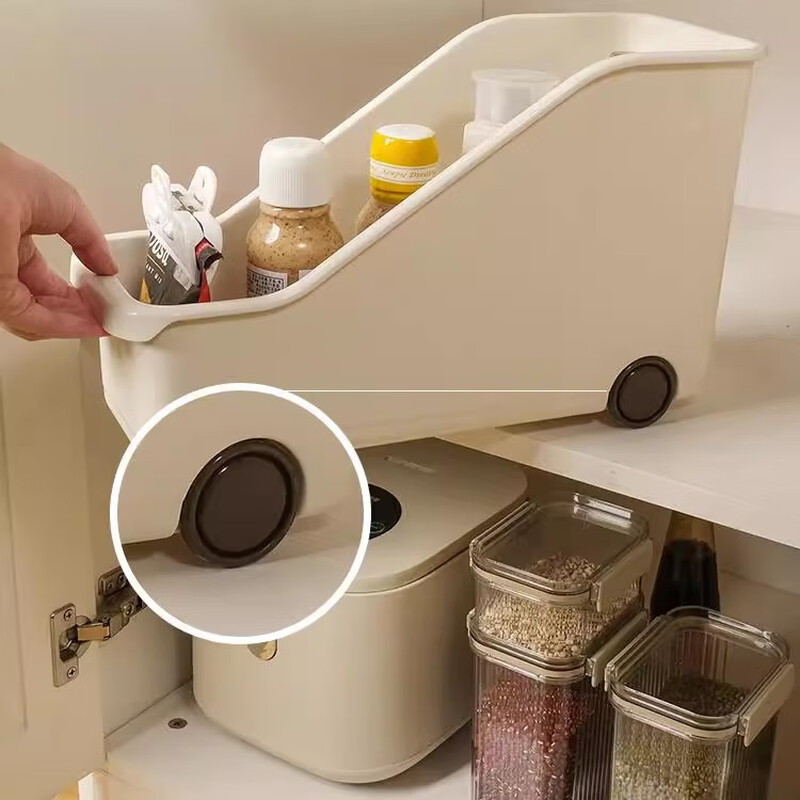 Zhifan Japanese pot storage box with wheels kitchen cabinet organization box roller storage artifact pull basket storage box storage rack 2 pieces extra large smooth roller