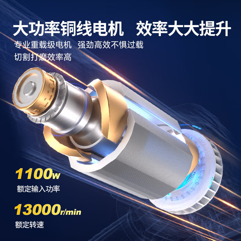 Dongcheng angle grinder high power 1100W angle grinder multifunctional cutting machine household small hand grinding wheel grinding and polishing machine FF17-100 1100W standard configuration - rear switch