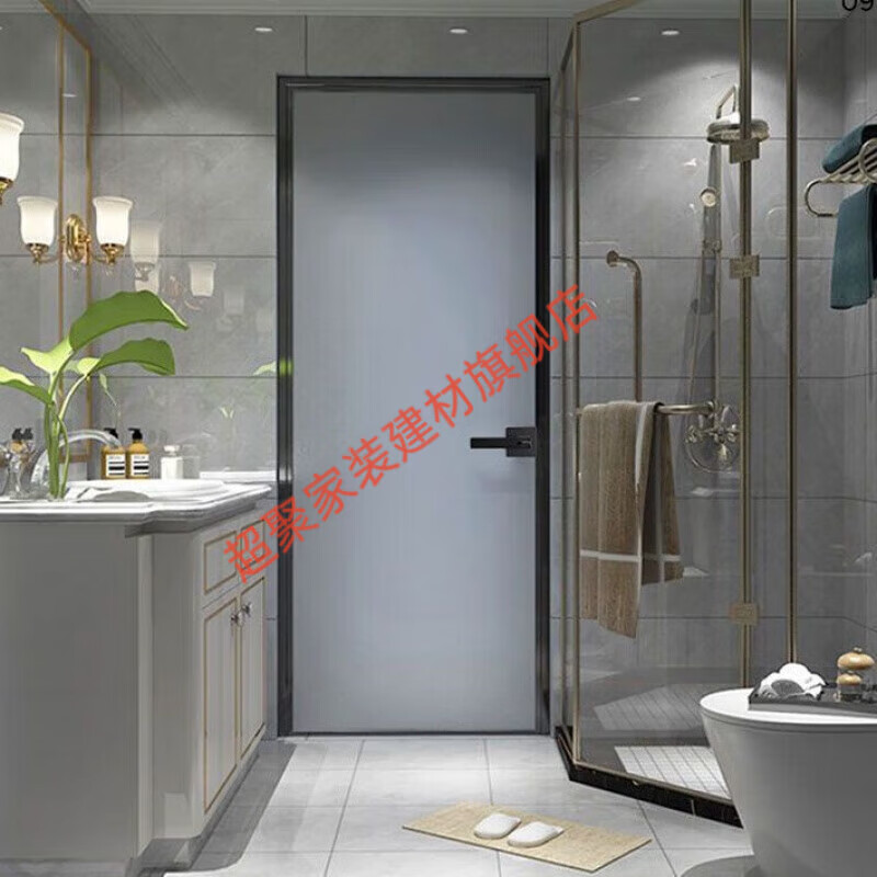 Meikejie Internet celebrity extremely narrow Changhong glass door bathroom kitchen toilet bathroom door single door minimalist glass swing door porcelain magnesium silver gray Internet celebrity extremely narrow 2.0mm wall thickness 1635