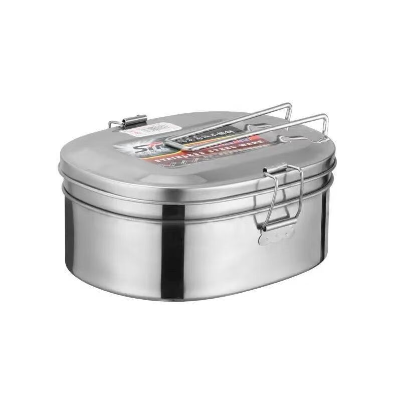 Rexton stainless steel lunch box student lunch box square multi-layer steamed lunch box fast food box worker employee lunch box food grade extra thick and deepened medium single layer food grade material stainless steel