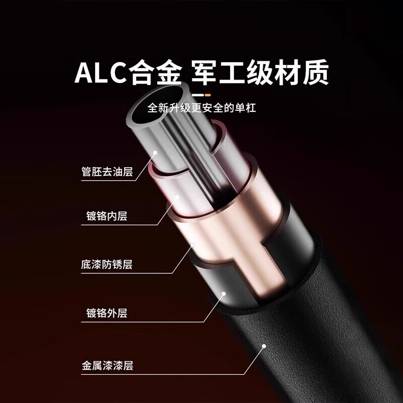 REXL German waist protruding horizontal bar indoor home pull-up without punching fitness boom wall door frame single bar suitable for 136-180CM triangular plate anti-slip