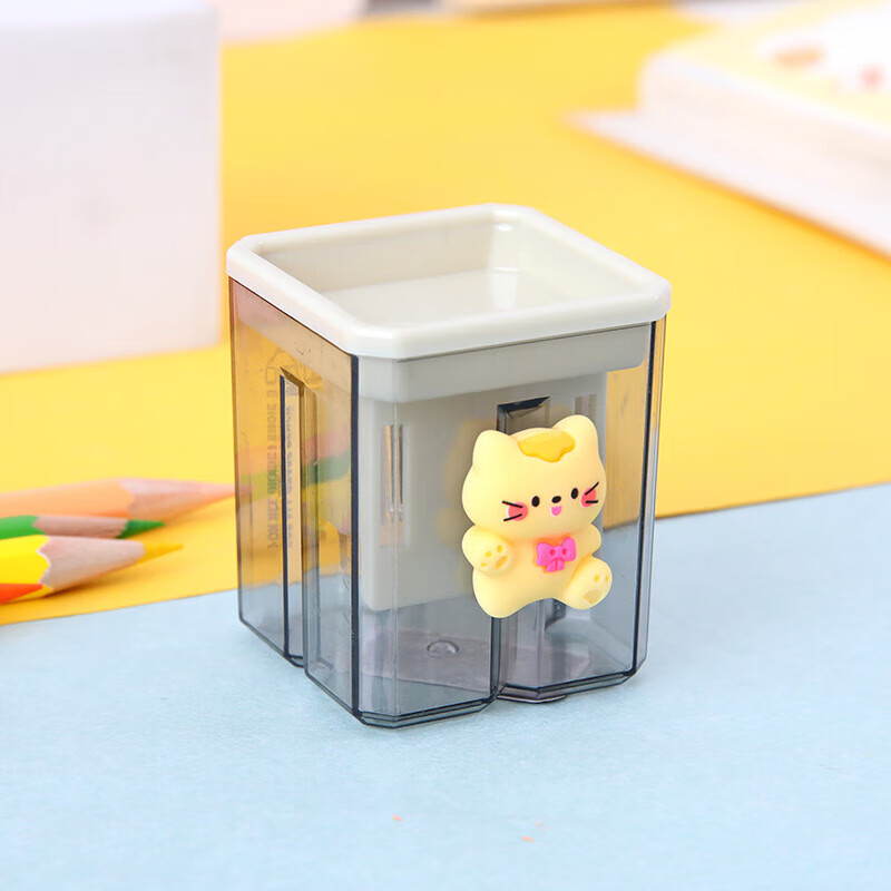 Cartoon double-hole pencil sharpener for students, small portable pencil sharpener, student pencil sharpener, pencil sharpener, random 1 piece