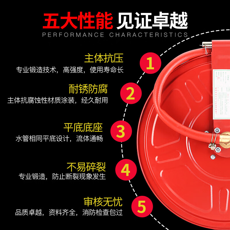 YUANBANG Fire Certification Acceptance Hose Reel 25m Floppy Disk Lightweight 65 Water Hose Pipe Fire Hydrant Accessories (Free Hanger)