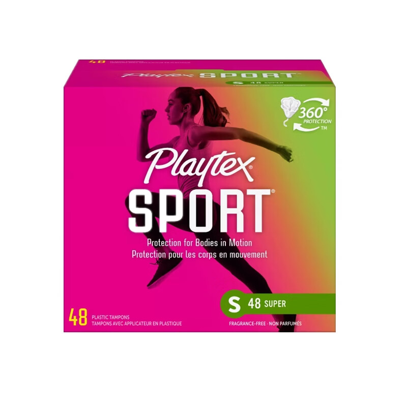 Playtex sports tampon high flow type 48 long tube sanitary napkins imported from the United States