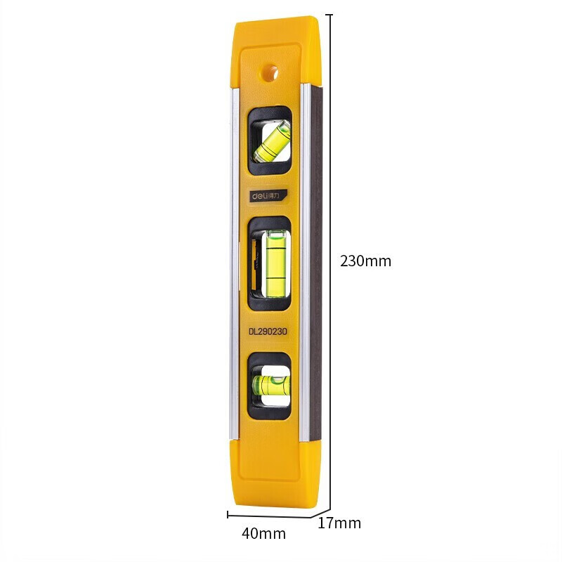 Deli level high-precision small with strong magnetic mini flat water level aluminum alloy ruler balance measurement level torpedo level 230mm