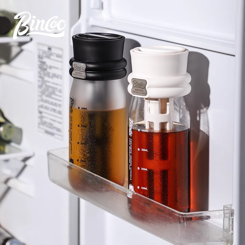 Bincoo Cold Brew Pot Coffee Cold Brew Cup Portable Cold Brew Bottle Cold Brew Cup Glass Couple Water Cup Ice American Coffee Pot Transparent White 600ml+Gift
