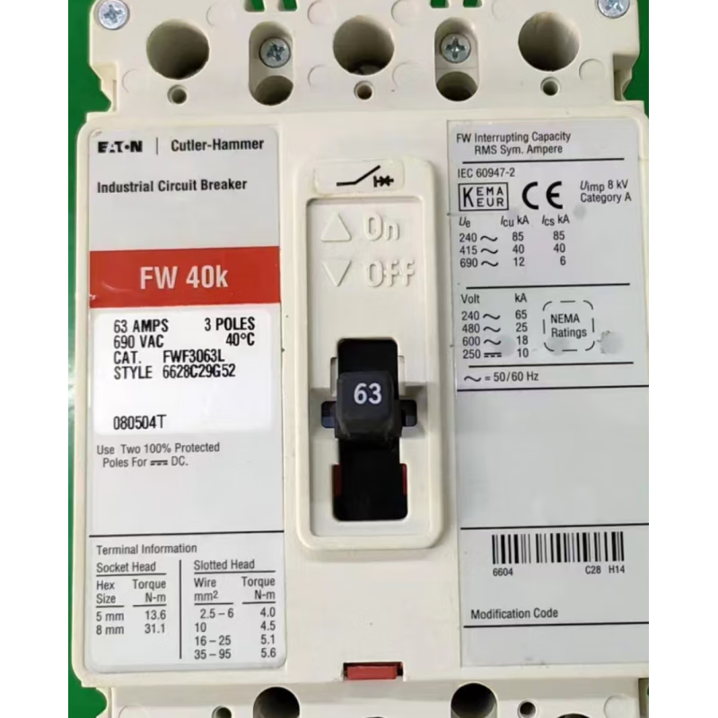 Eaton circuit breaker FW40K FD FWF GW125 3P fixed inquiry