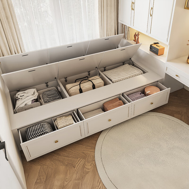 Sophia tatami small apartment bed cabinet integrated light luxury style bed wardrobe bookcase combination integrated second bedroom whole house customization membership bonus (consult customer service to enjoy discounts)