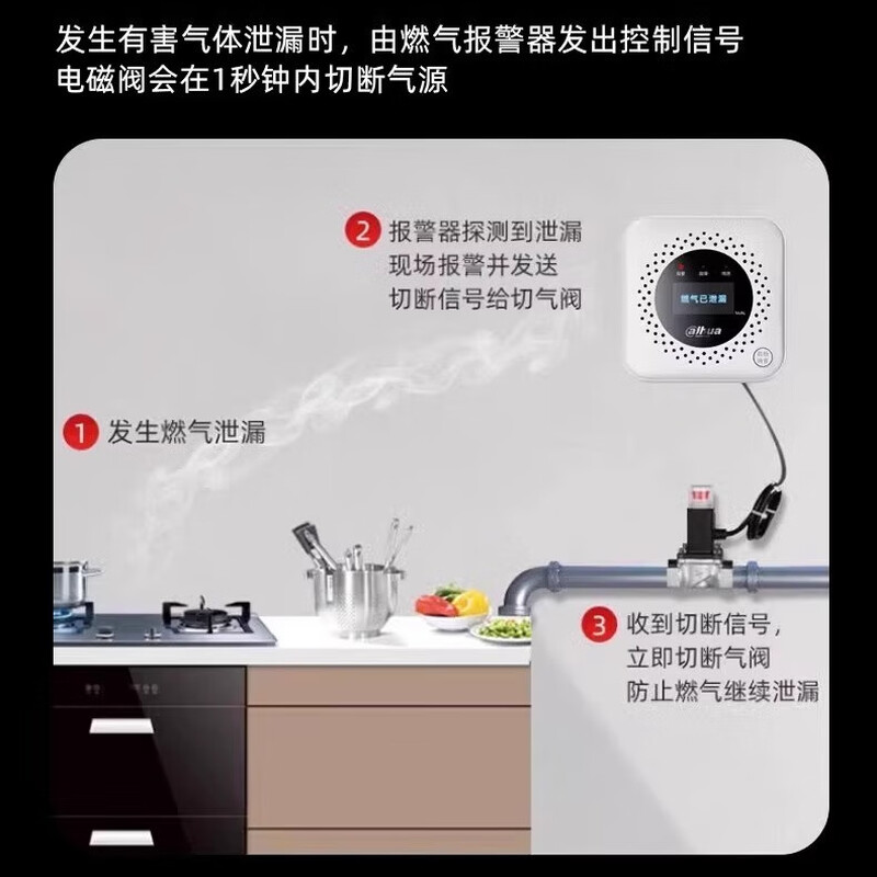 DAHUA Dahua Gas Alarm Natural Liquefied Gas Anti-leak Detector Gas Emergency Cut-Off Solenoid Valve-12V-N15-Non-ROHS