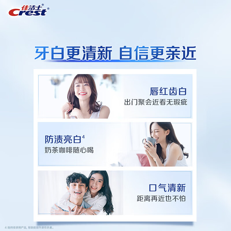 Crest Lock White Tea Fragrance Whitening Toothpaste Clears Breath and Removes Teeth Stains 3 Tubes Total 360g Best Sellers Jingdong Self-operated