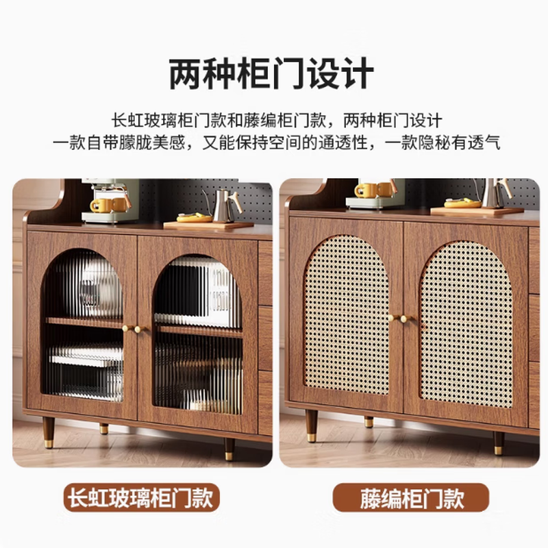 Panjixi Light Luxury Sideboard Multifunctional Cupboard Integrated Living Room Tea Cabinet Wine Cabinet Modern Simple Wall Kitchen Storage Cabinet 60-40-145 Glass Door (Installation Included)