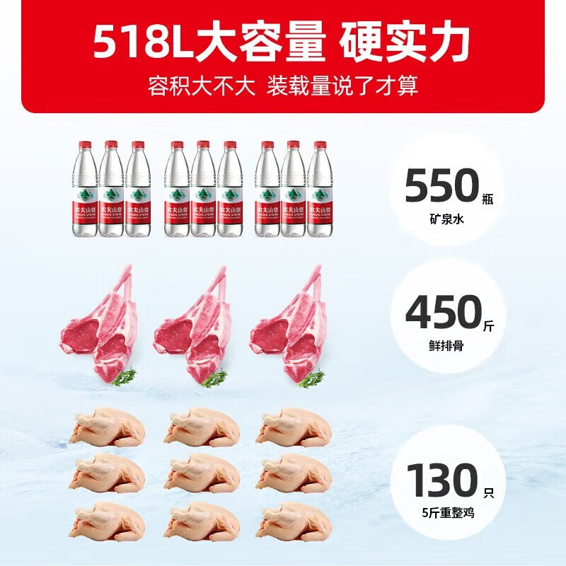 Star Horizontal Freezer Commercial Large Capacity Meat Storage-35 Degree Cryogenic Quick Freezing Refrigerated Refrigeration Conversion Intelligent Electronic Temperature Control Center Beam Defrost Pre-coated Liner Refrigerator Minus 35 Degree Cryogenic Quick Freezing 518L